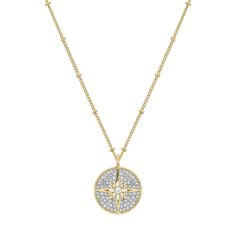 Buckley London Polaris North Star 12k Gold Plated Crystal Pendant Necklace
